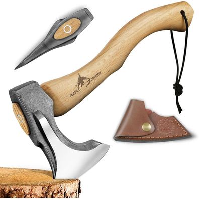 Purple Dragon Beil Axt Outdoor, 35cm Spaltaxt für Holz, handgeschmiedet mit