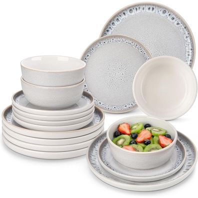 vancasso SNOW Steingut Geschirrset 36-teilig für 12 Personen, Beige