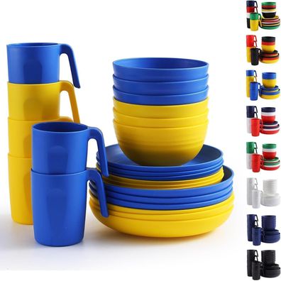Berglander 24-teiliges wiederverwendbares Plastikgeschirr Set für 6 Personen