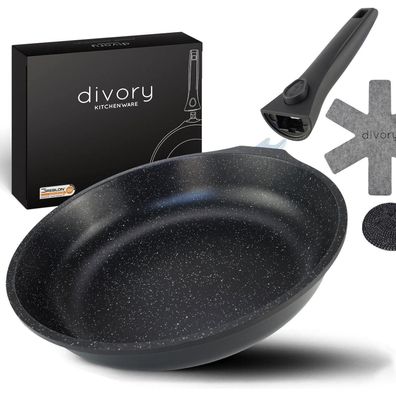 DIVORY kleine Pfanne 20cm, abnehmbarer Griff, Induktion, beschichtet, Aluminium
