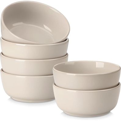vancasso PLAYA Müslischalen 6er Set, 900ml Steingut Schüsseln, Soft Beige, 16cm