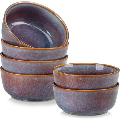 vancasso PLAYA Müslischalen Set 6er, 900ml Steingut Schüsseln, Lavendelblau