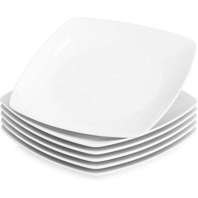 Malacasa Serie Julia Speiseteller 6er Set, 24,8cm, Weiß Porzellan, Modern