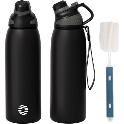 Fjbottle Edelstahl Trinkflasche Sport 1L - BPA-Frei, Auslaufsicher, Thermo