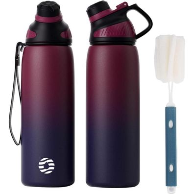 Fjbottle Edelstahl Trinkflasche Sport 800ml mit magnetischem Deckel, BPA-frei