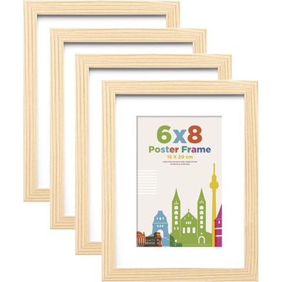 Egofine Holz Bilderrahmen 15x20 cm mit Acrylglas, für Tisch & Wand, Oak, 4er Set