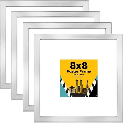 Egofine Bilderrahmen 20x20 cm (4er-Set) - Robuste Holz-Verbund-Fotorahmen für