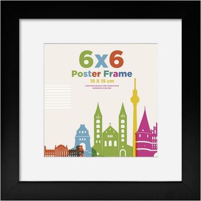 Egofine Bilderrahmen 15x15 cm Quadratisch aus Holz mit Acrylglas für Wand- oder