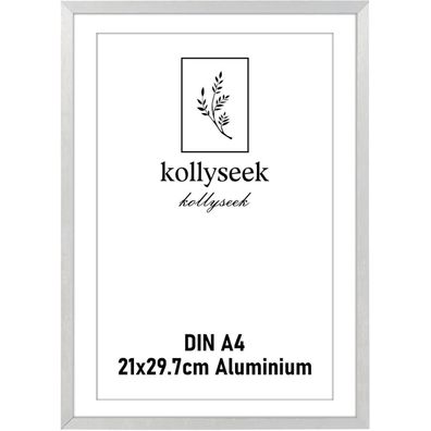 kollyseek Bilderrahmen Aluminium DIN A4 21 x 30 cm Silber Metall Posterrahmen