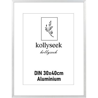 kollyseek Bilderrahmen Aluminium 30 x 40 cm Silber Metall Posterrahmen mit