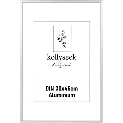 kollyseek Bilderrahmen Aluminium 30 x 45 cm Silber Metall Posterrahmen mit
