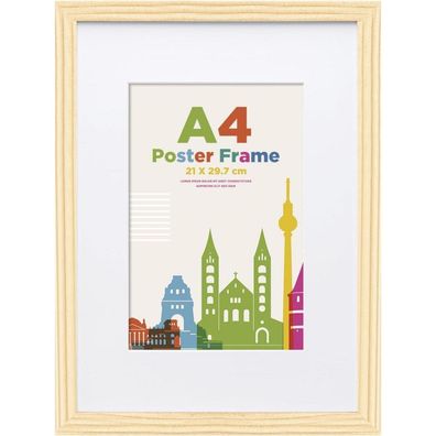 Egofine A4 Holz Bilderrahmen mit Acrylglas 21x29.7cm, für Tisch- und