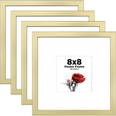 Egofine Bilderrahmen 20x20 cm, 4er-Set, Robuste Holz-Verbund-Fotorahmen in Gold
