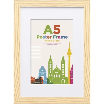 Egofine A5 Holz Bilderrahmen mit Acrylglas für Fotos 10x15 cm oder Poster