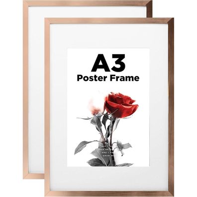 Egofine Bilderrahmen A3 (2er Set) in Rosé Gold mit Acrylglas und Passepartout