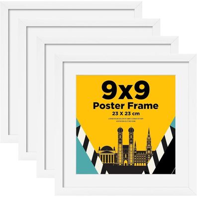 Egofine Bilderrahmen 23x23 cm Quadratisch Weiß (4er Set) mit Acrylglas und