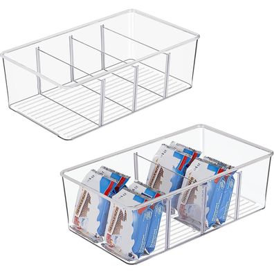 Vtopmart 2er Kühlschrank Organizer mit 4 Fächern, BPA-Frei, Stapelbar für