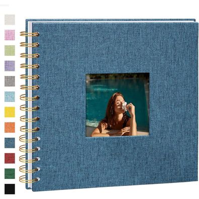 Vienrose DIY Scrapbook Spiralalbum, 20,5 x 20,5 cm, 40 weiße Seiten, Leinen