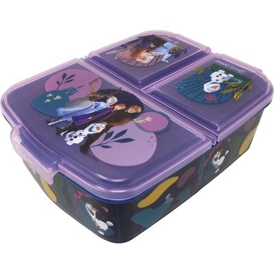 Theonoi Kinder Brotdose Lunchbox mit 3 Fächern - BPA frei, Frozen II Eiskönigin