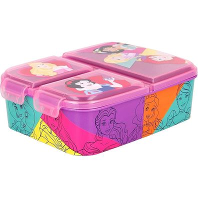 Theonoi Kinder Brotdose mit 3 Fächern - BPA frei, Princess Motiv