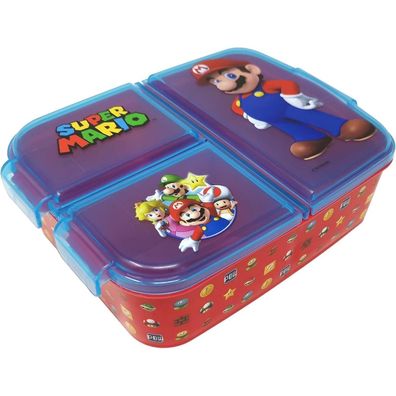 Theonoi Kinder Brotdose mit 3 Fächern, BPA-frei, Super Mario Motiv