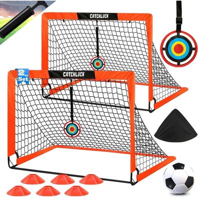 Catchluck Fußballtore für Garten Kinder, Pop Up Fußballtor 2er Set mit Zubehör