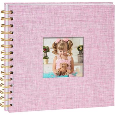 Vienrose DIY Scrapbook Fotoalbum zum Selbstgestalten, Spiralalbum aus Leinen