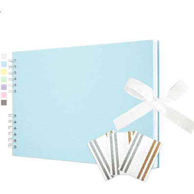 Vienrose DIY Scrapbook Fotoalbum zum Selbstgestalten, Hellblau, 21,5 x 29 cm