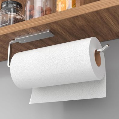 niffgaff Küchenrollenhalter ohne Bohren, selbstklebend, Aluminium, Silber, 31 cm
