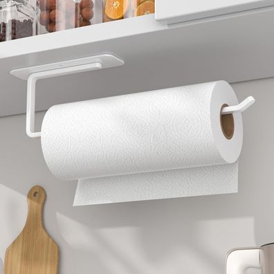 Küchenrollenhalter ohne Bohren, selbstklebend, weiß, für Schrank oder