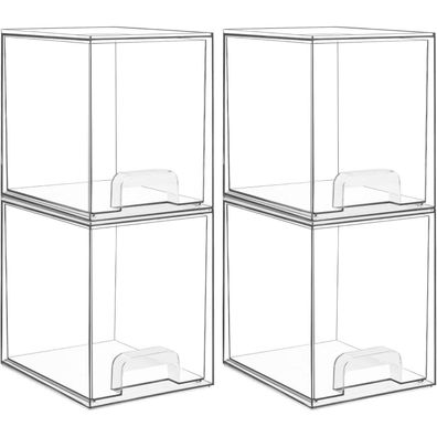 Vtopmart 4er Stapelbare Aufbewahrungsboxen mit Schublade, 19 cm hoch