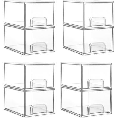 Vtopmart 8er Set Stapelbare Aufbewahrungsboxen mit Schubladen, Acryl Organizer