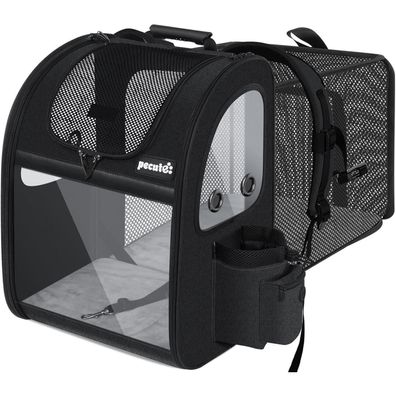 pecute Haustier Rucksack für Hunde und Katzen, erweiterbar, transparentes