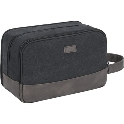 WANDF Kulturtasche Herren, Reise-Kulturtasche aus Canvas und veganem Leder