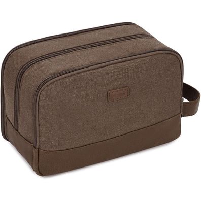 WANDF Kulturtasche für Herren aus Canvas und veganem Leder, wasserabweisend