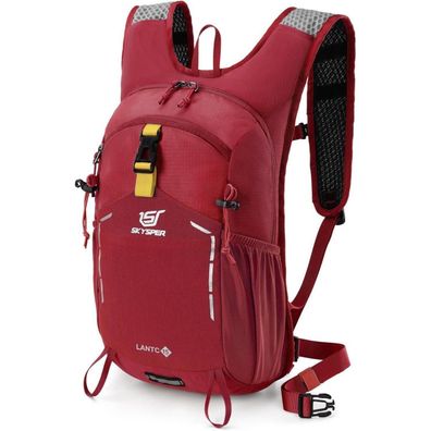 Skysper Wanderrucksack Herren 15L Rot - Klein, leicht und bequem für Outdoor