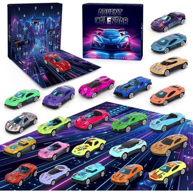Adventskalender Kinder Jungen 24 Stück Auto Kalender für Jungs Weihnachten