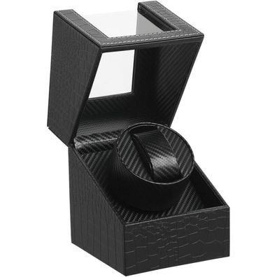 Lingfanstore Luxuriöser Single Uhrenbeweger mit leisem Mabuchi Motor Lederoptik