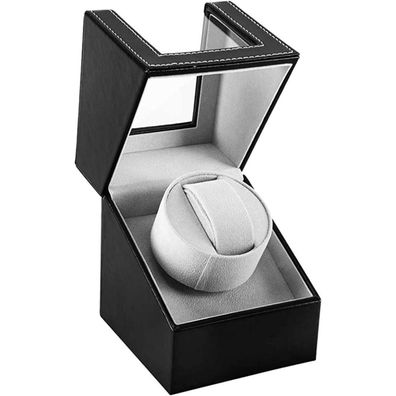 Lingfanstore Luxuriöser Single Uhrenbeweger Box mit leisem Mabuchi Motor, PU