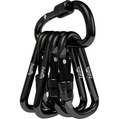Zalava Mini Karabiner mit Schraubverschluss, 6 Stück Aluminium 6cm