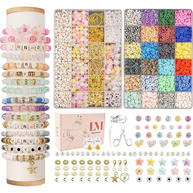 Lynnmos 8500+ Stück Polymer Clay Perlen Set 6mm für Armbänder