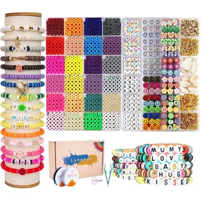 Lynnmos 7200+ Stück Polymer Clay Perlen Set 6mm für Armbänder