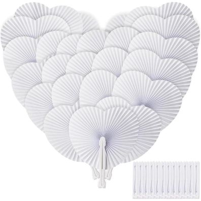 ZOOI 36er Pack Handfächer Weiß für Hochzeit, Party, Deko - Kompakt & Leicht