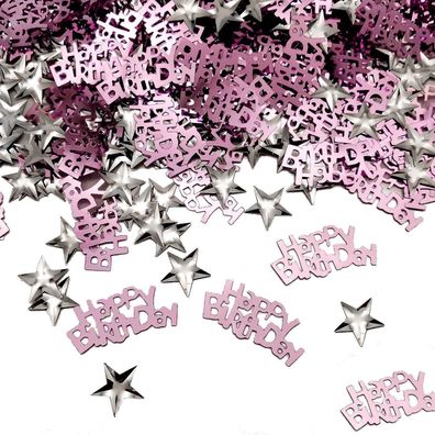 iZoeL Happy Birthday Konfetti Rosa Sterne 30g - Perfekte Tischdeko für