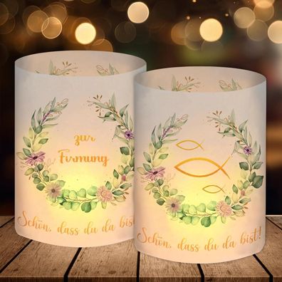 Luckeey 12er Set Windlicht Tischdeko Eukalyptus Grün für Firmung, Geschenke