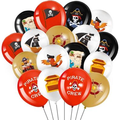 Aurasky Luftballons Piraten, 45 Stück 12 Zoll Latex Ballon Schwarz Rot Weiß für