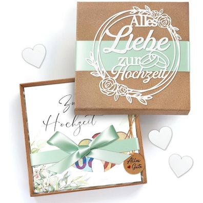 Boyatong Geldgeschenk Hochzeit Geschenkbox mit Karte für Brautpaar, Elegante
