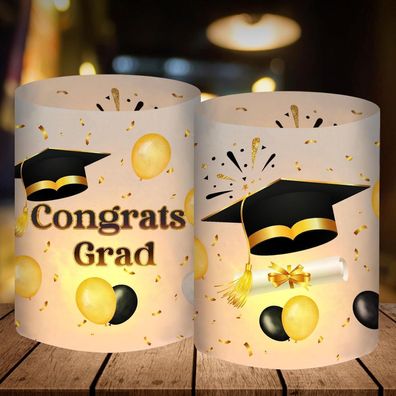 12er Set Windlichter Tischdeko für Abschlussfeier, Abitur 2025, Graduation