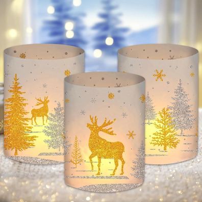 Luckeey 12 Windlichter Tischdeko Weihnachten, Weihnachtsdeko Innen, Deko Tisch