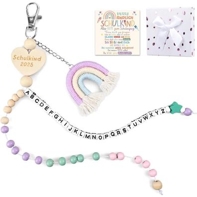 iZoeL Einschulung Geschenk Mädchen Rechenkette mit Grußkarte und Geschenkbox